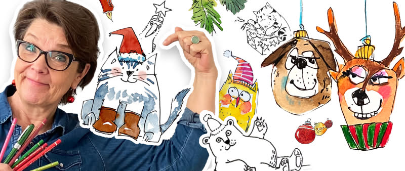 Kompaktkurs: Weihnachtstiere sketchen!